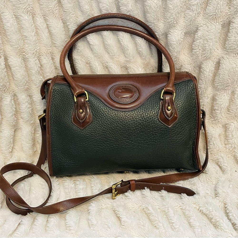 Dooney & Bourke Green and Brown Leather Satchel